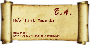 Bálint Amanda névjegykártya